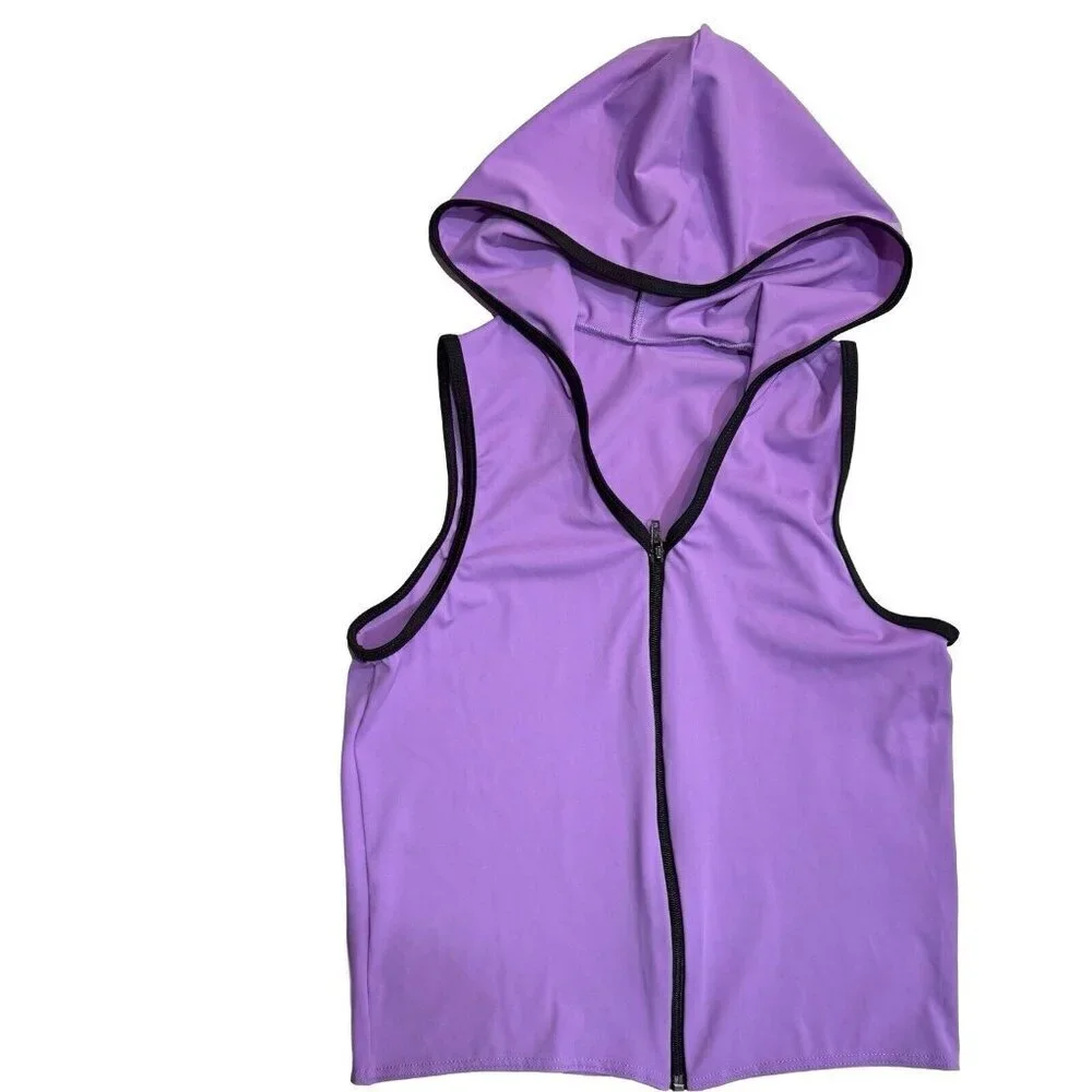 WEISSMAN‎ Unisex Lavender Hooded Dance Vest Size LC Zipper Hip Hop Costume NEW